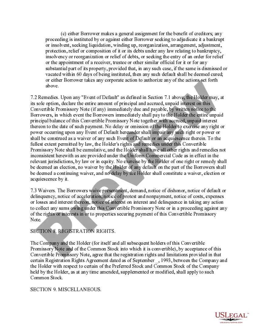 Get Form of Convertible Promissory Note, Common Stock Preview Form of Convertible Promissory Note, Common Stock