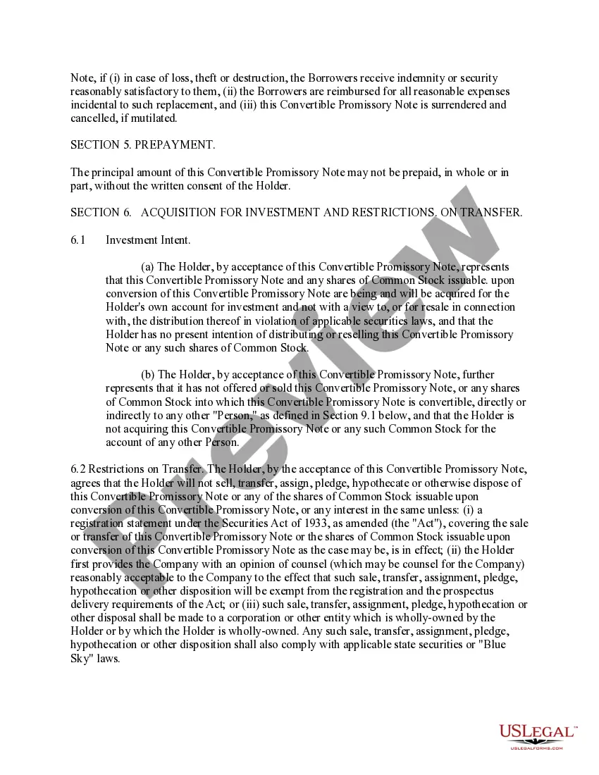 Get Form of Convertible Promissory Note, Common Stock Preview Form of Convertible Promissory Note, Common Stock