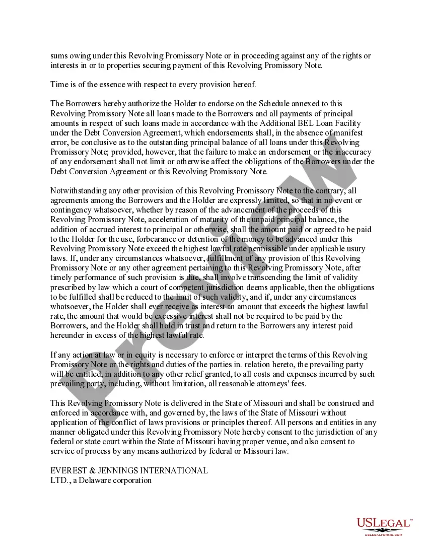 Get Form of Revolving Promissory Note Preview Form of Revolving Promissory Note