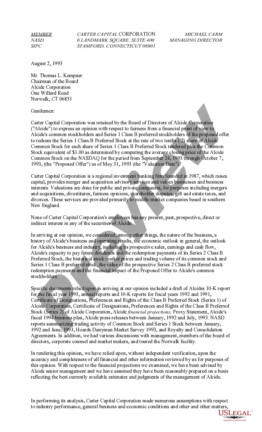 Get Proposal to consider and approve offer to exchange outstanding shares and amend certificate of designations, preferences and rights with Fairness Opinion Report Preview Proposal to consider and approve offer to exchange outstanding shares and amend certificate of designations, preferences and rights with Fairness Opinion Report