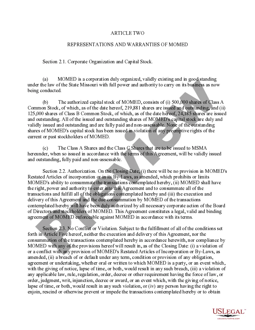 Get Share Exchange Agreement with exhibits between Momed Holding Co. and Missouri State Medical Assoc. Preview Share Exchange Agreement with exhibits between Momed Holding Co. and Missouri State Medical Assoc.