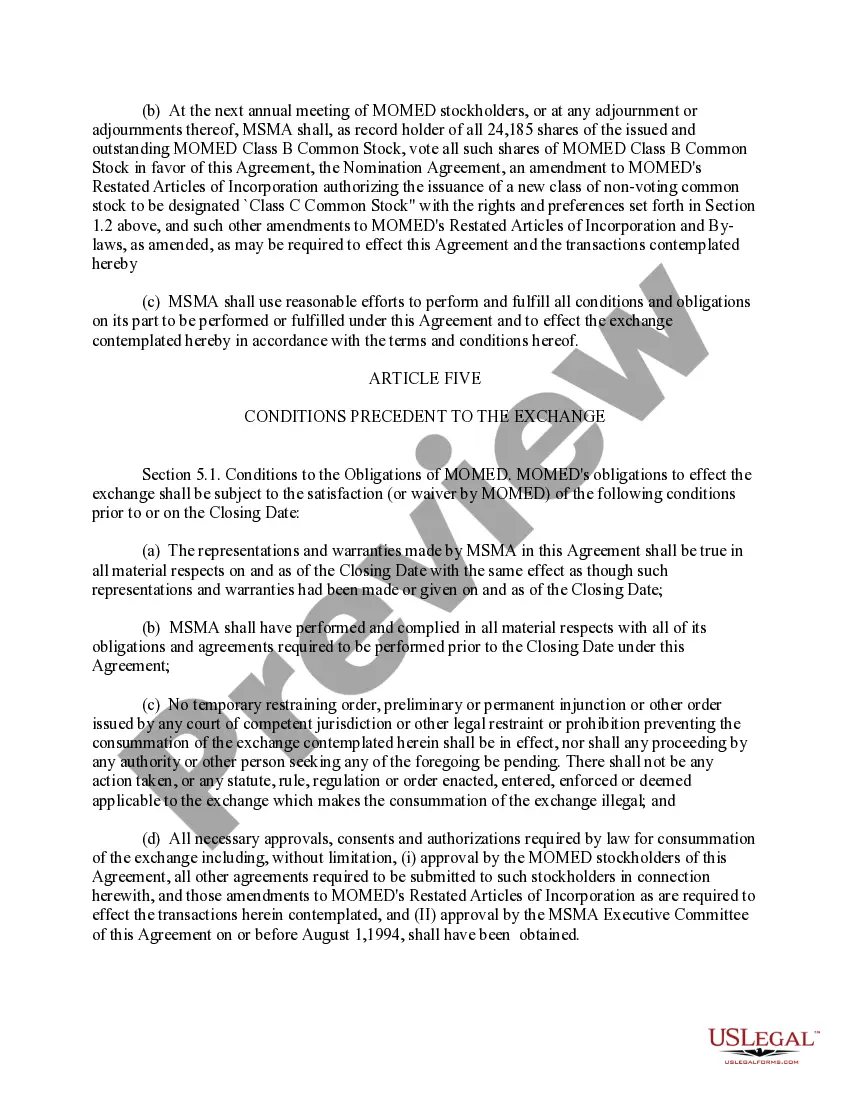 Get Share Exchange Agreement with exhibits between Momed Holding Co. and Missouri State Medical Assoc. Preview Share Exchange Agreement with exhibits between Momed Holding Co. and Missouri State Medical Assoc.