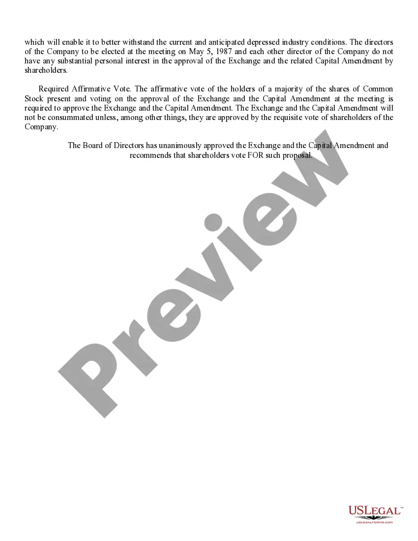 Get Exchange agreement and increase in authorized common stock by Noble Drilling Corp. Preview Exchange agreement and increase in authorized common stock by Noble Drilling Corp.