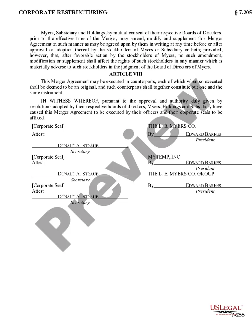 Get Agreement and Plan of Merger by L.E. Myers Co., Mytemp Inc., and L.E. Myers Co. Group Preview Agreement and Plan of Merger by L.E. Myers Co., Mytemp Inc., and L.E. Myers Co. Group
