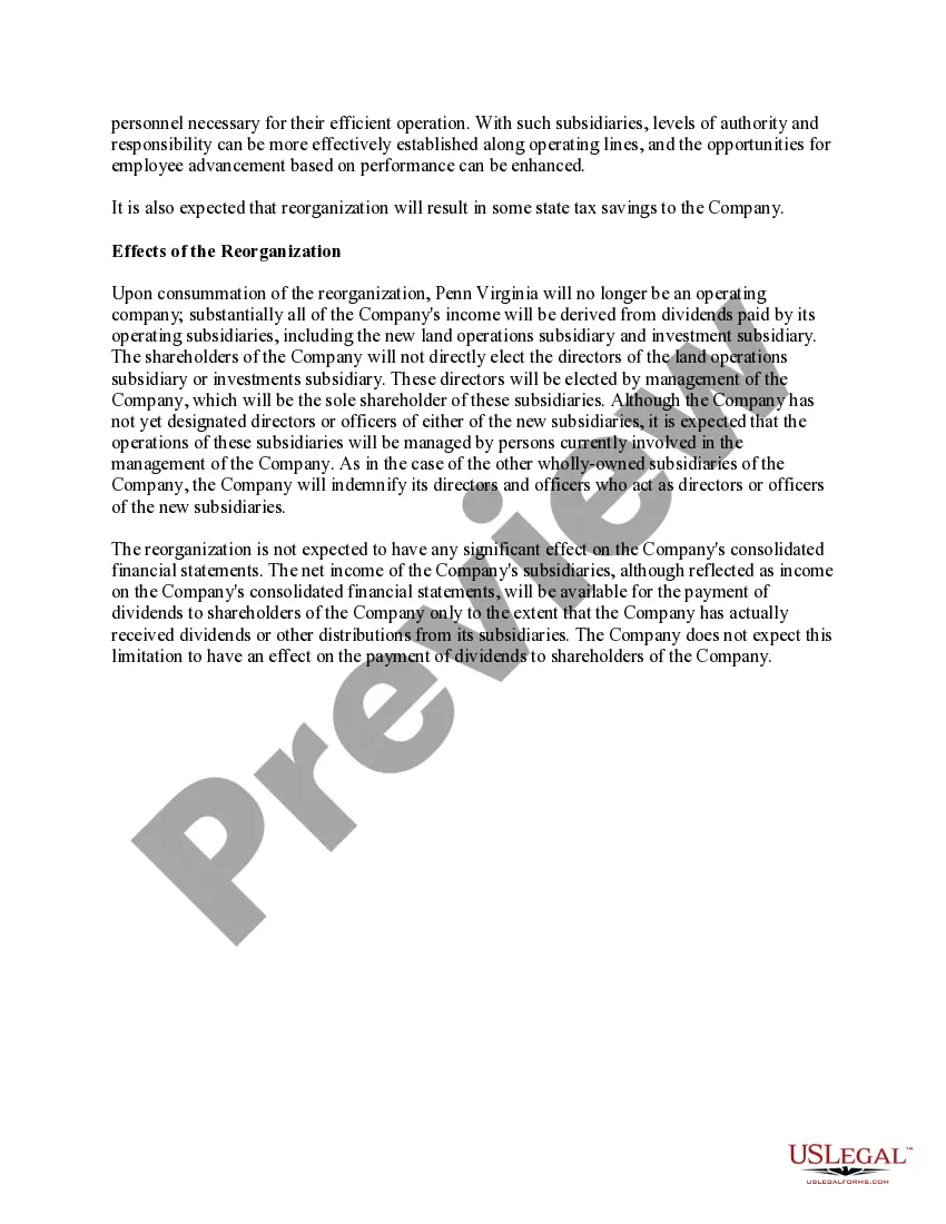 Get Plan of Reorganization Preview Plan of Reorganization