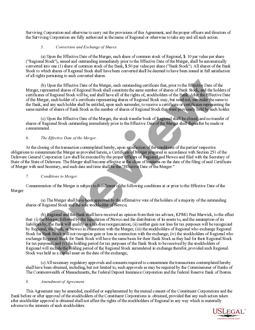 Get Form of Agreement and Plan of Merger by Regional Bancorp, Inc., Medford Interim, Inc., and Medford Savings Bank Preview Form of Agreement and Plan of Merger by Regional Bancorp, Inc., Medford Interim, Inc., and Medford Savings Bank