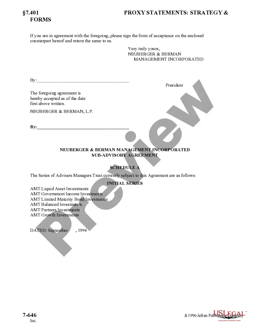 Get Sub-Advisory Agreement of Neuberger and Berman Management, Inc. Preview Sub-Advisory Agreement of Neuberger and Berman Management, Inc.