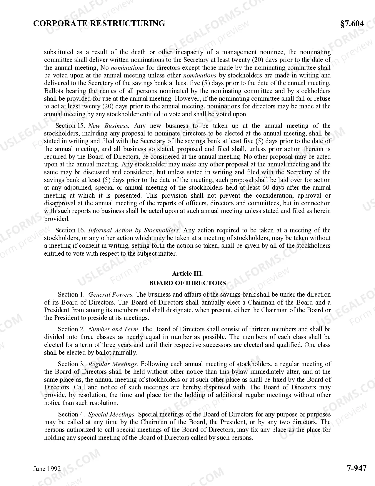 Preview Bylaws of Great American Bank, FSB