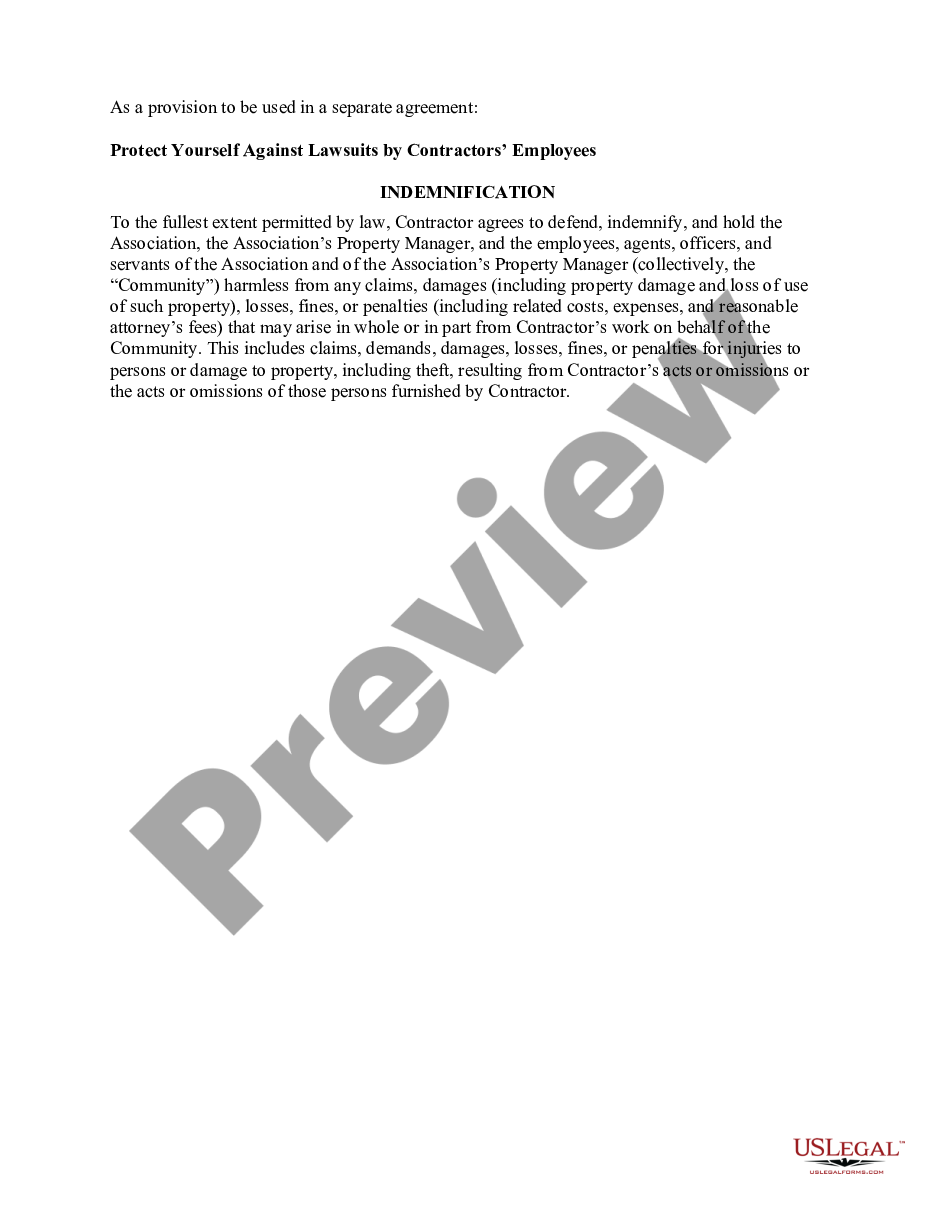 page 1 Contractor Indemnification preview