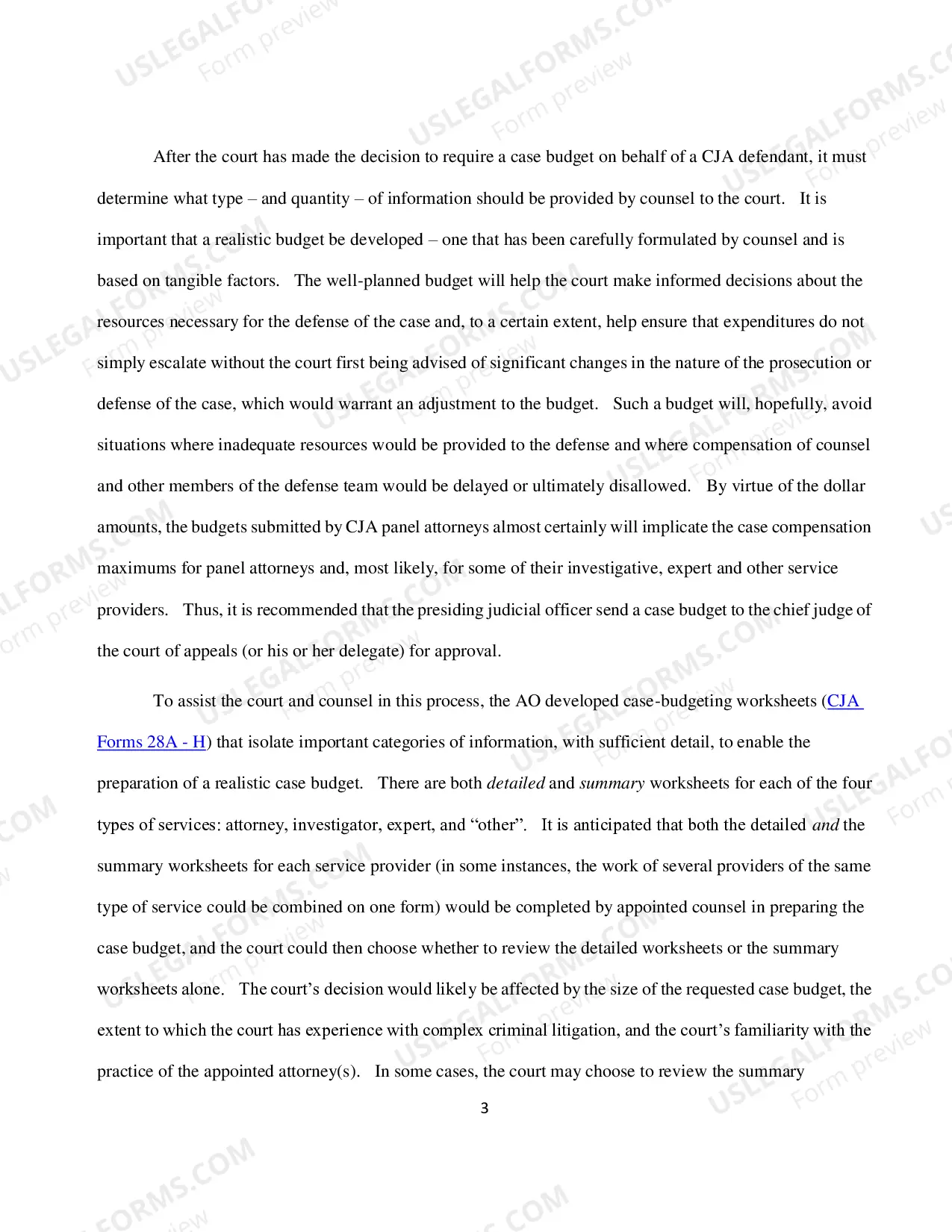 Preview Instructions for Other Services Summary Budget Worksheet for Non-capital Representations with the Potential for Extraordinary Cost