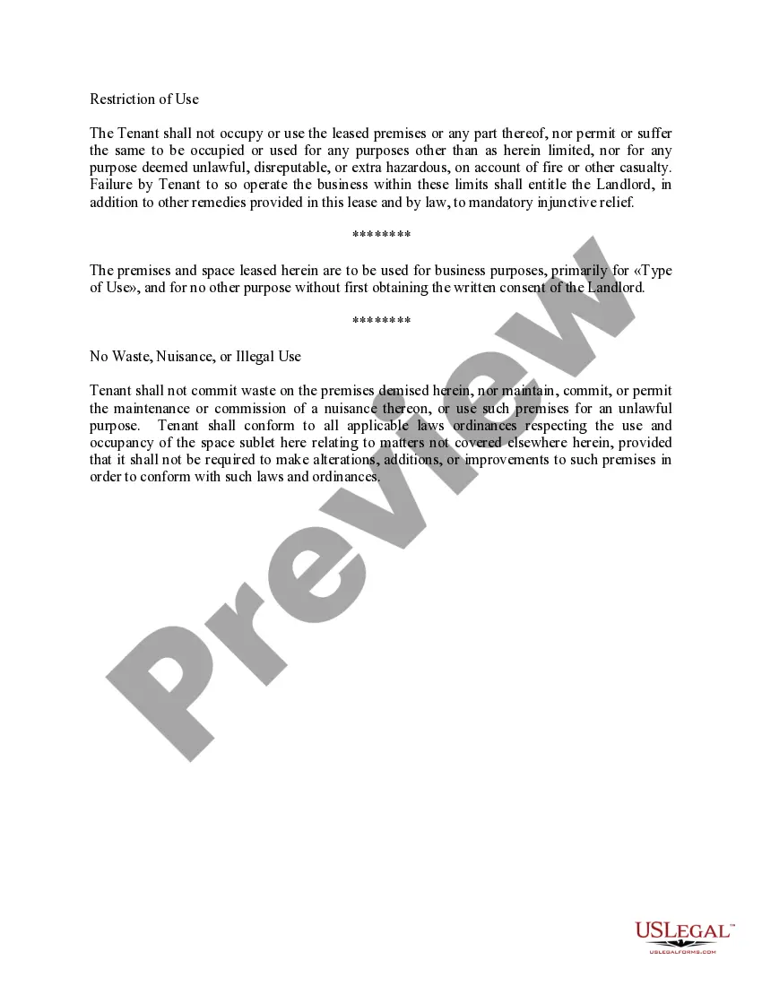 Preview Restriction of Use Clause