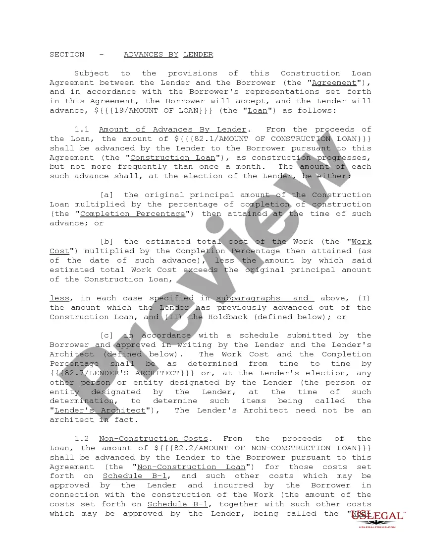 Get Construction Loan Agreements and Variations Preview Construction Loan Agreements and Variations