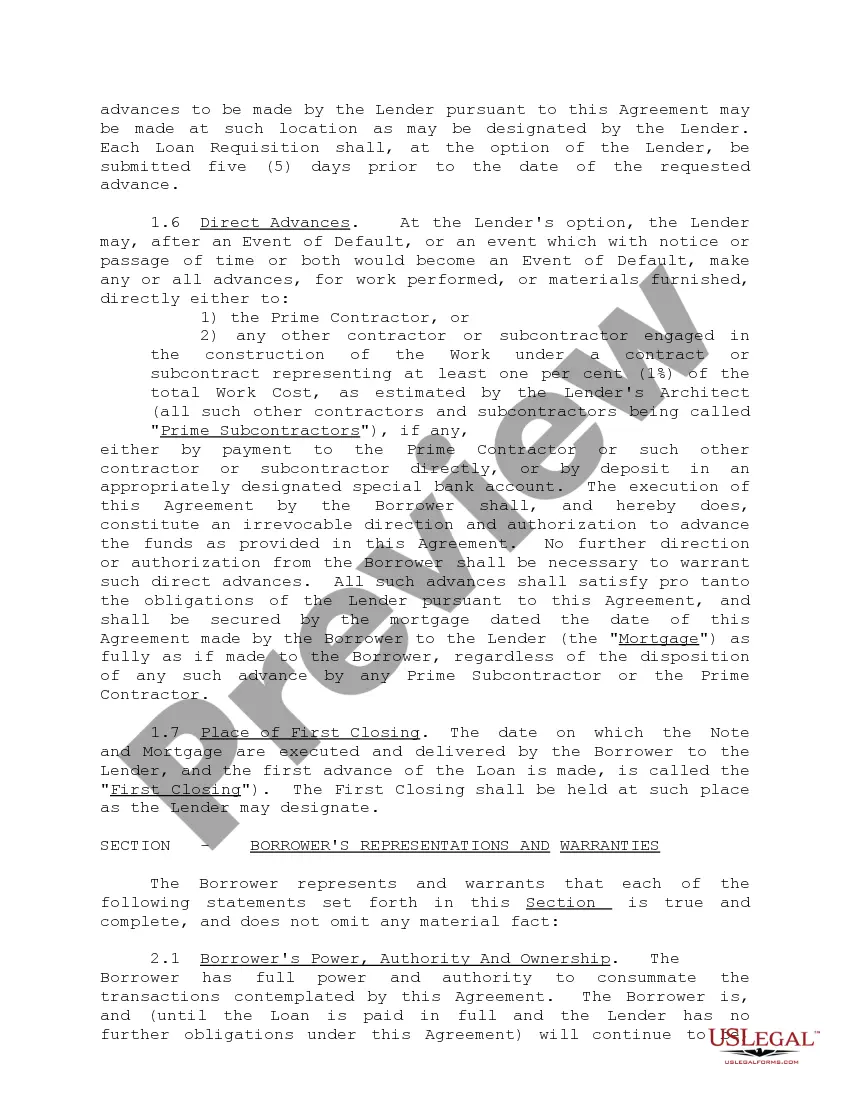 Get Construction Loan Agreements and Variations Preview Construction Loan Agreements and Variations