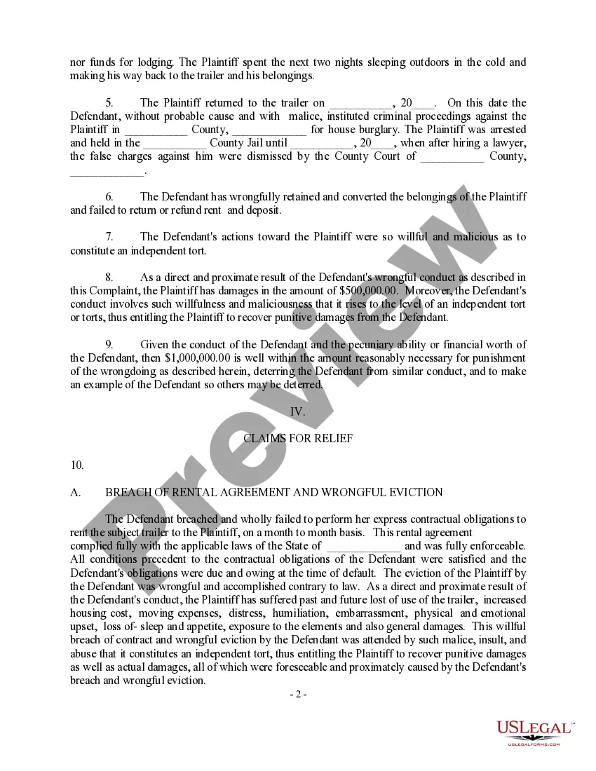 Get Sample Complaint for breach of rental agreement Preview Sample Complaint for breach of rental agreement