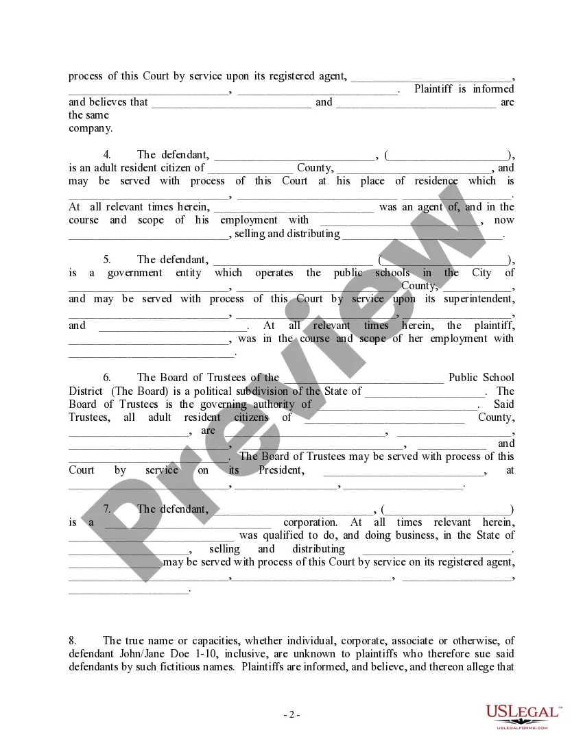 Get Complaint regarding Product Liability - Household Cleanser Preview Complaint regarding Product Liability - Household Cleanser