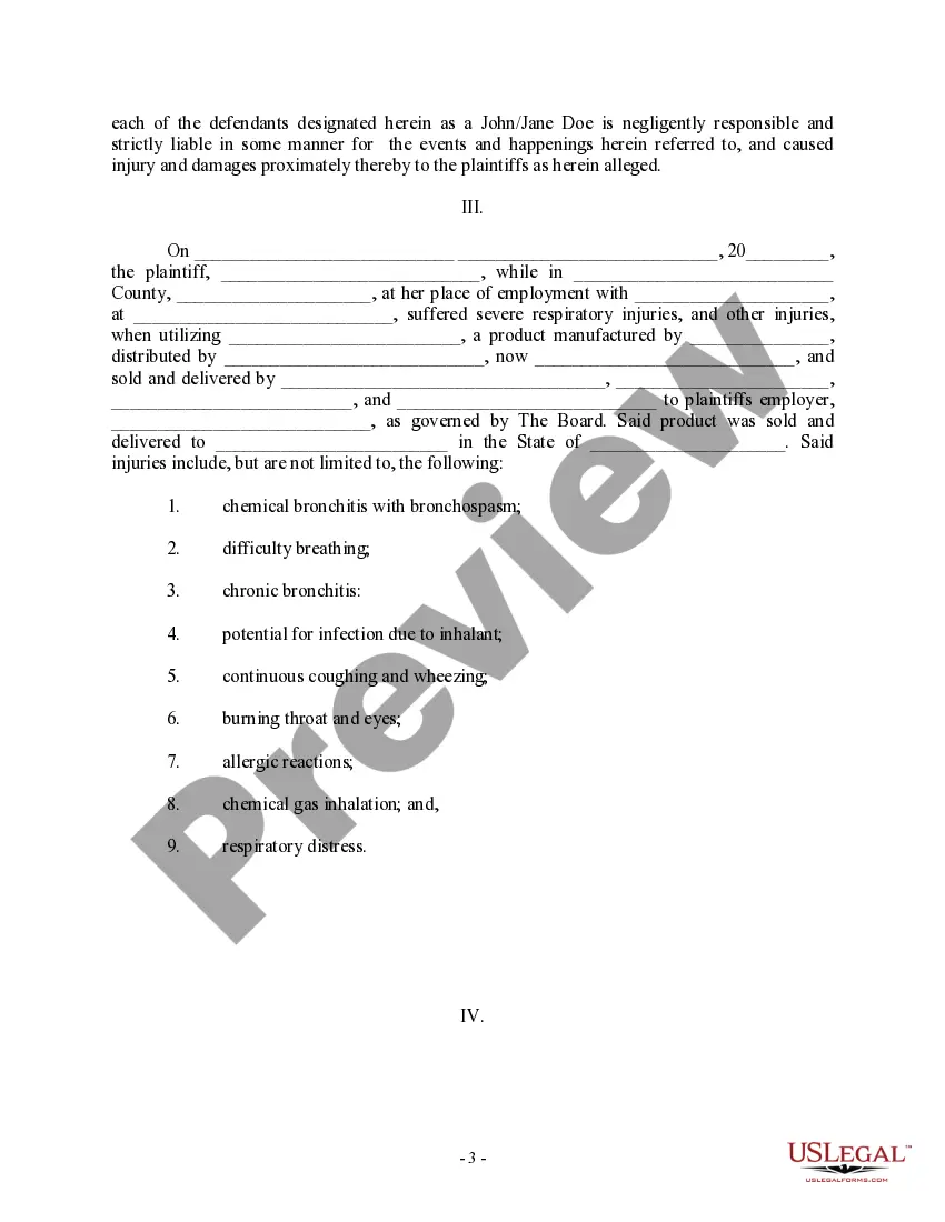 Get Complaint regarding Product Liability - Household Cleanser Preview Complaint regarding Product Liability - Household Cleanser