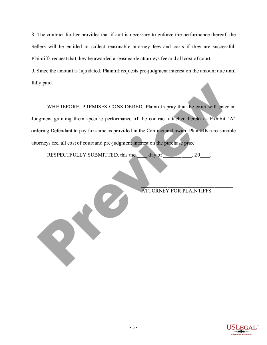 page 2 Complaint for Specific Performance of Real Estate Contract preview