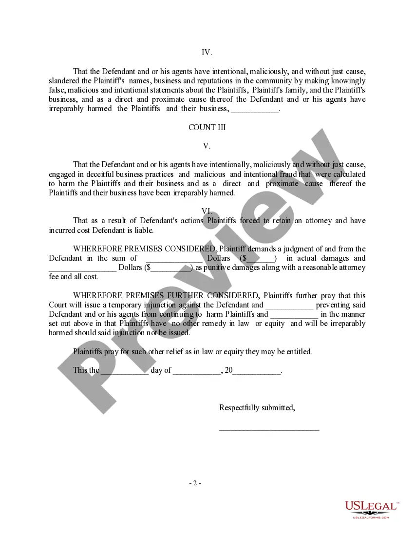 Get Complaint regarding Defamation, Fraud, Deceitful Business Practices Preview Complaint regarding Defamation, Fraud, Deceitful Business Practices