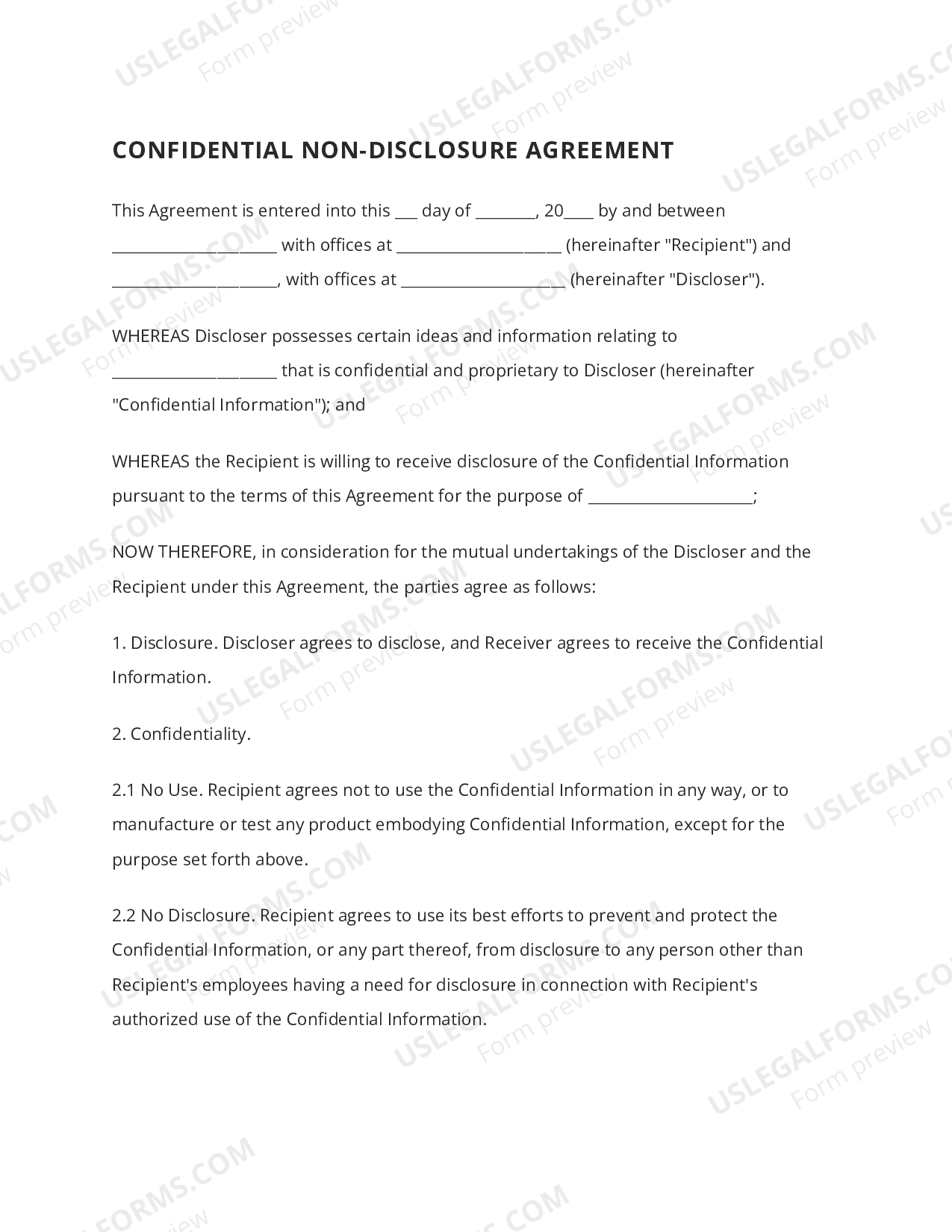 Confidential Non-Disclosure Agreement between Companies | US Legal Forms