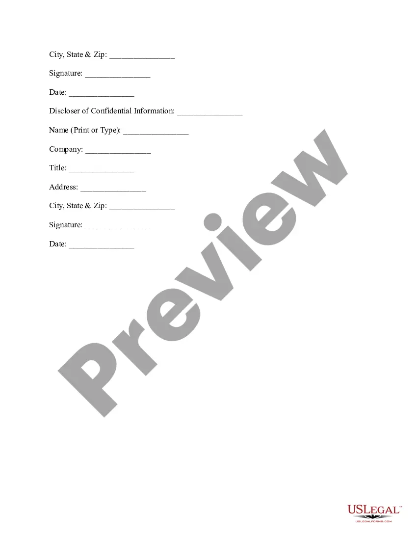Preview Confidentiality Agreement