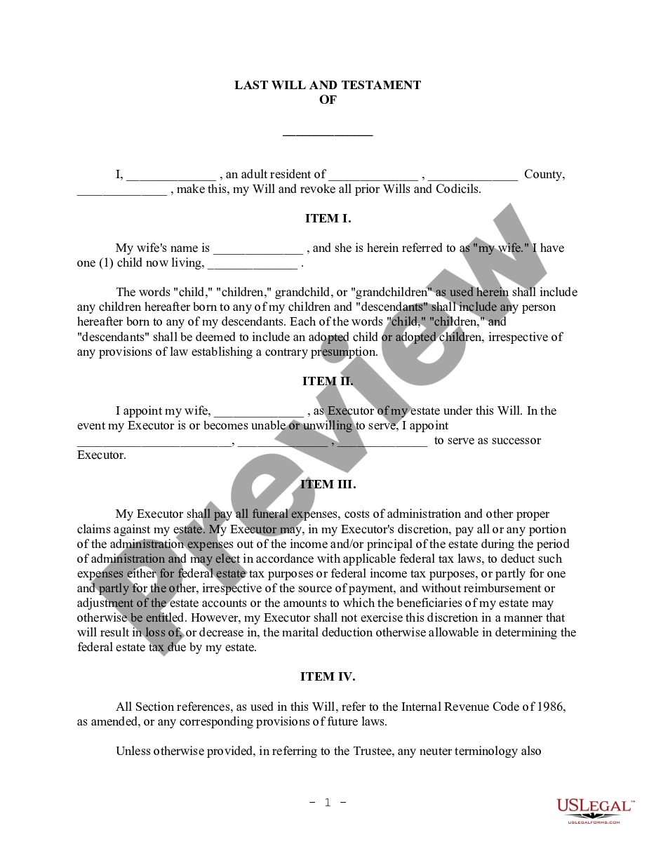 page 0 Complex Will - Credit Shelter Marital Trust for Spouse preview