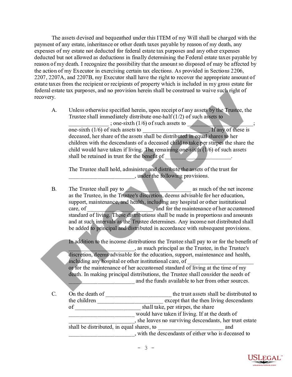 page 2 Complex Will - Credit Shelter Marital Trust for Spouse preview