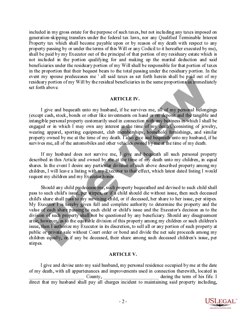 Get Complex Will - Income Trust for Spouse Preview Complex Will - Income Trust for Spouse