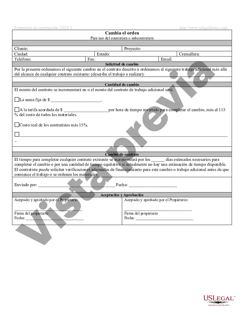 Preview Orden de Cambio por Contratista - Forma Alternativa