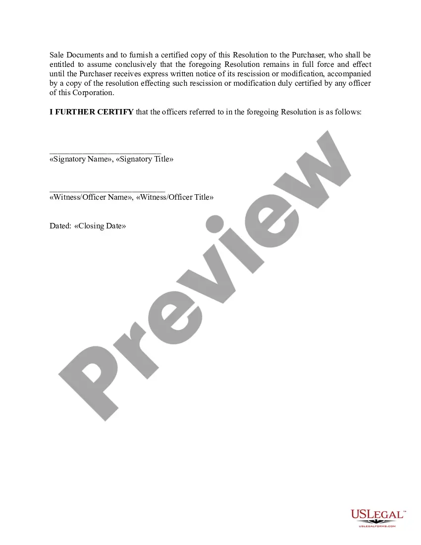 Get Resolution By Board Of Directors Of Authorizing The Sale Of Real Estate Preview Resolution By Board Of Directors Of Authorizing The Sale Of Real Estate