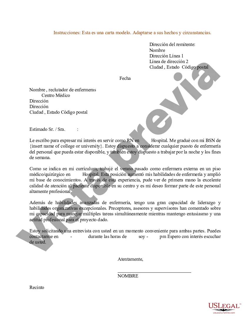 Preview Carta de presentación de currículum para RN