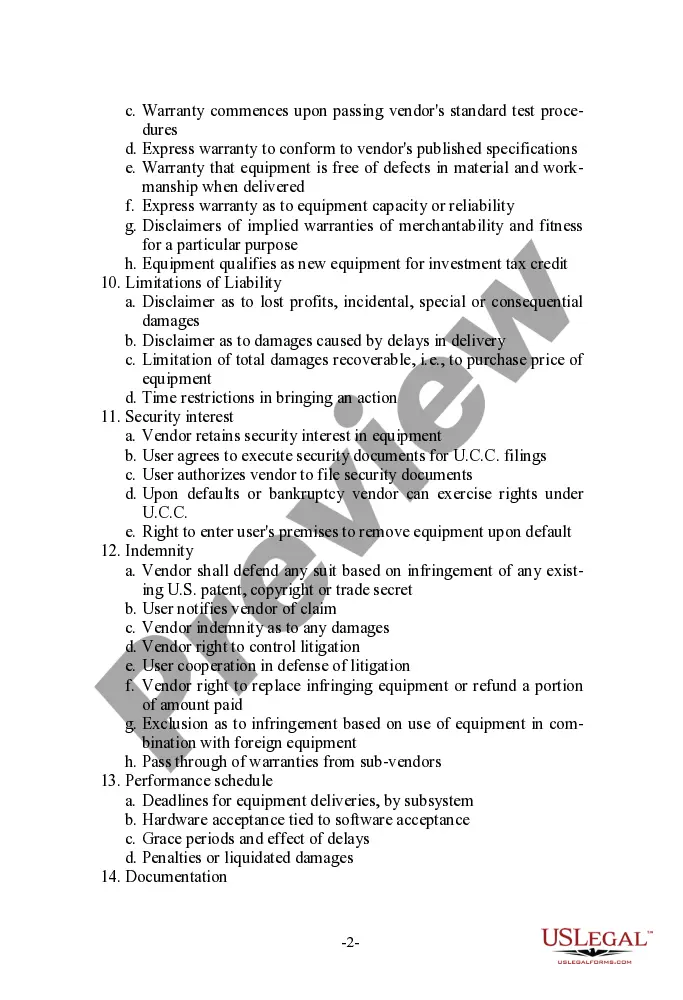 Get Checklist for Hardware Purchase Agreement Preview Checklist for Hardware Purchase Agreement