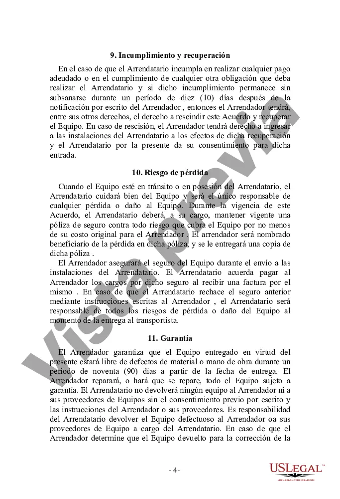 Preview Acuerdo de arrendamiento de equipo con una organización de ventas independiente