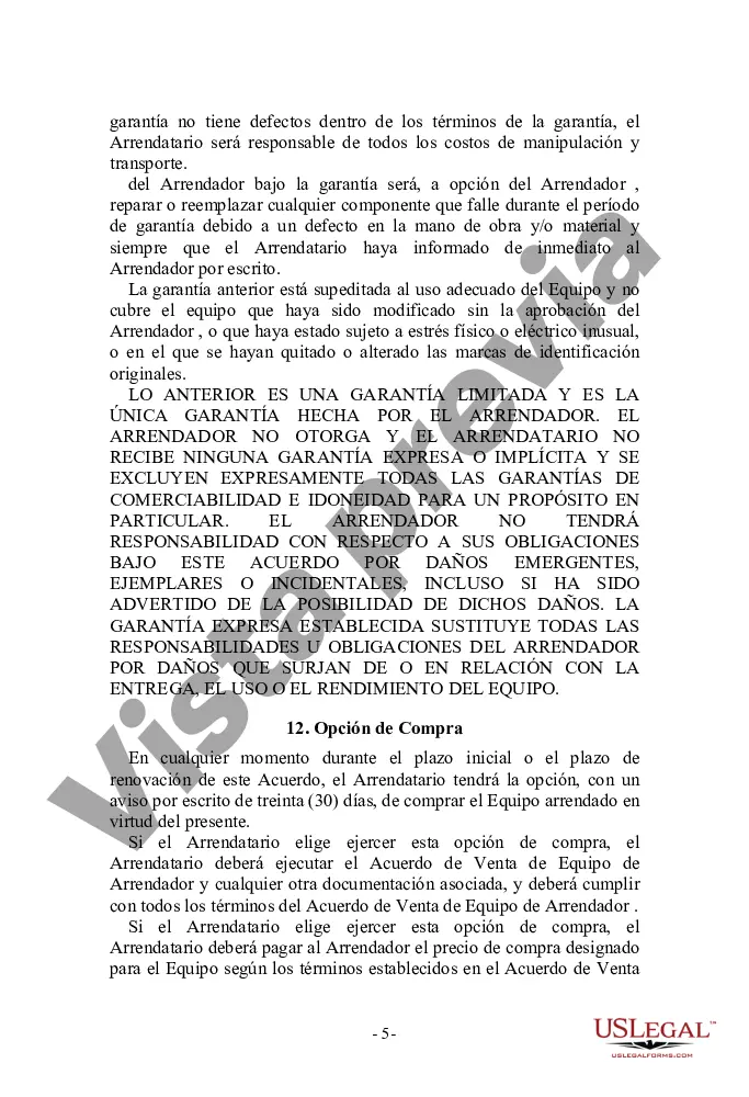 Preview Acuerdo de arrendamiento de equipo con una organización de ventas independiente