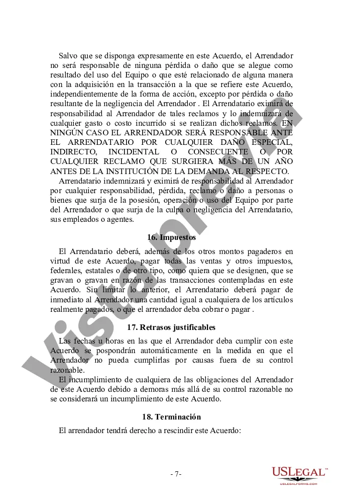 Preview Acuerdo de arrendamiento de equipo con una organización de ventas independiente