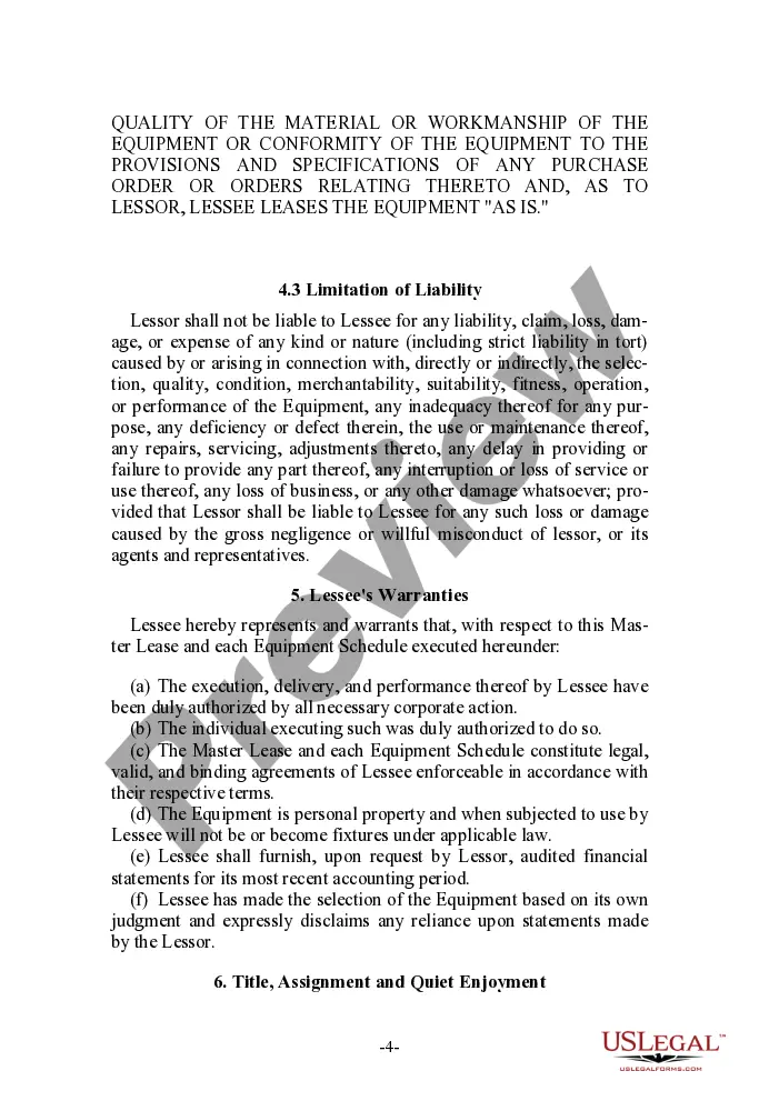 Preview Third Party Master Lease Agreement