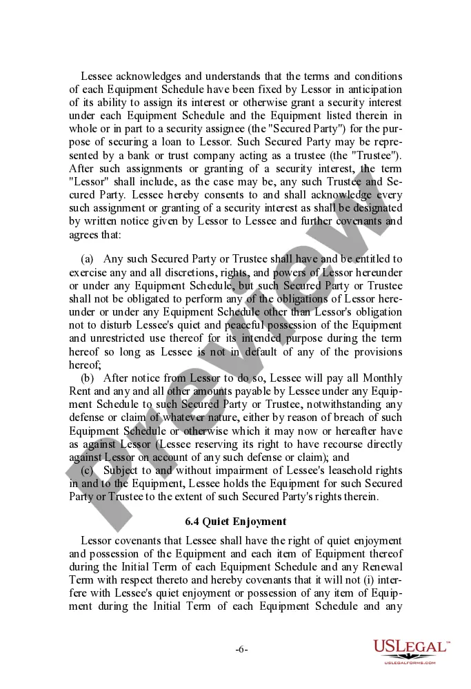 Preview Third Party Master Lease Agreement