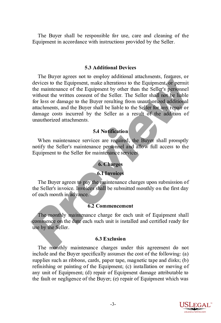 page 2 Equipment Maintenance Agreement with a Manufacturer preview