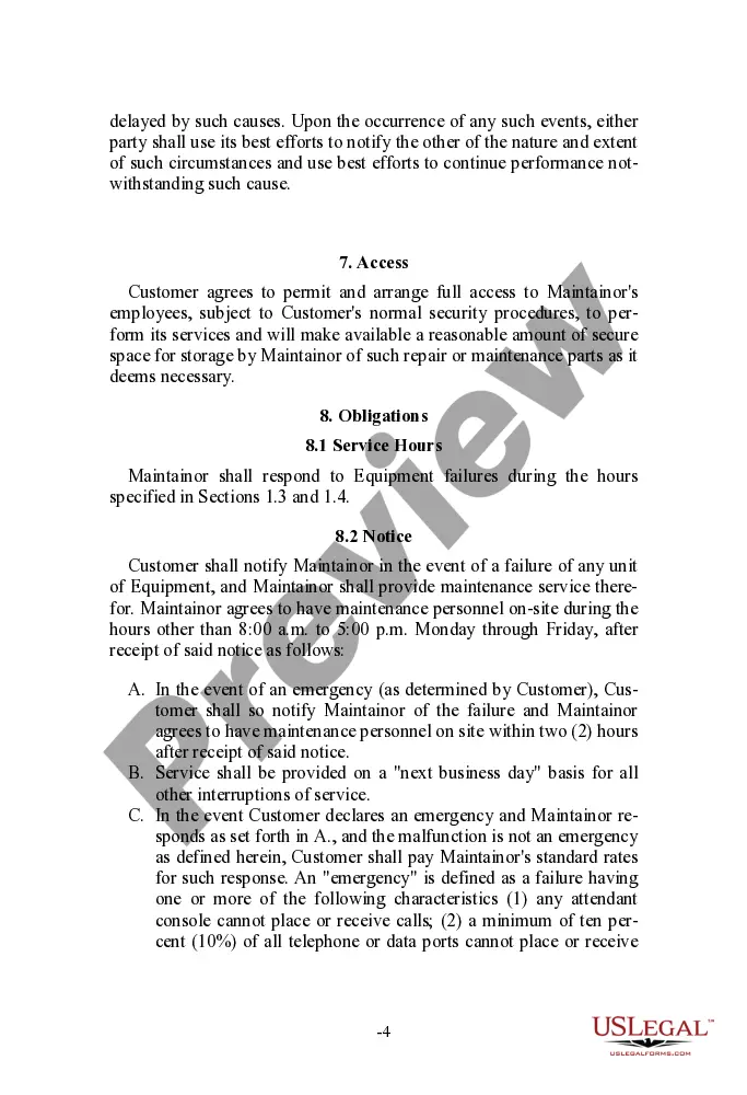 Preview Telecommunications Service Agreement