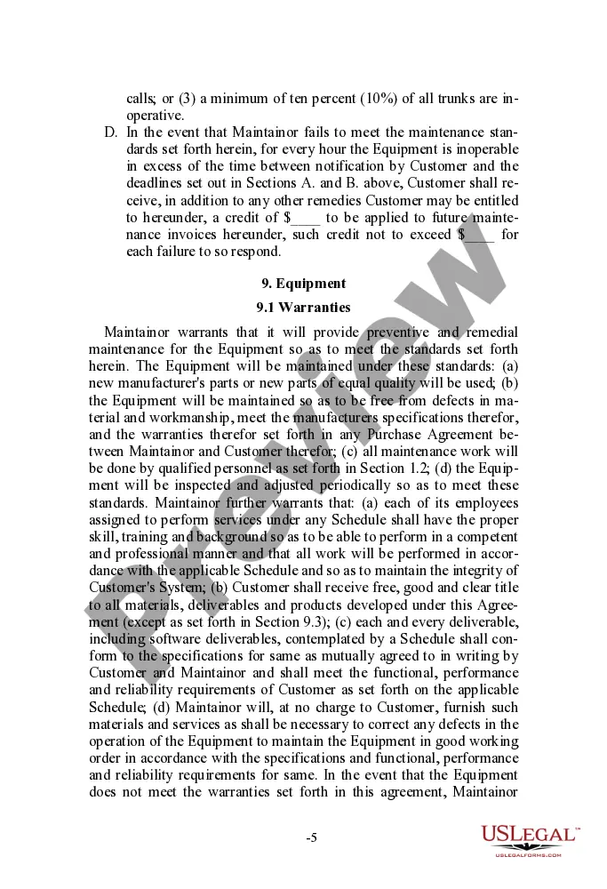 Preview Telecommunications Service Agreement