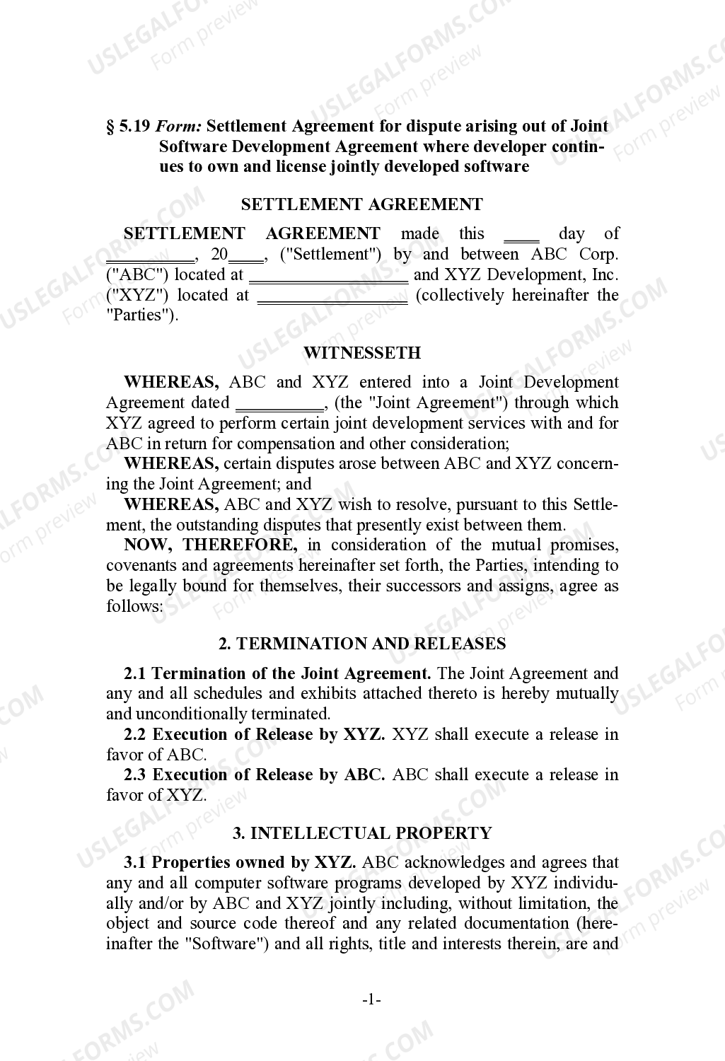 Pima Arizona Settlement Agreement for Dispute Arising out of Joint Software Development