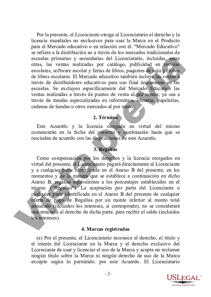 Preview Acuerdo de licencia de marca comercial para un producto de software en el mercado educativo