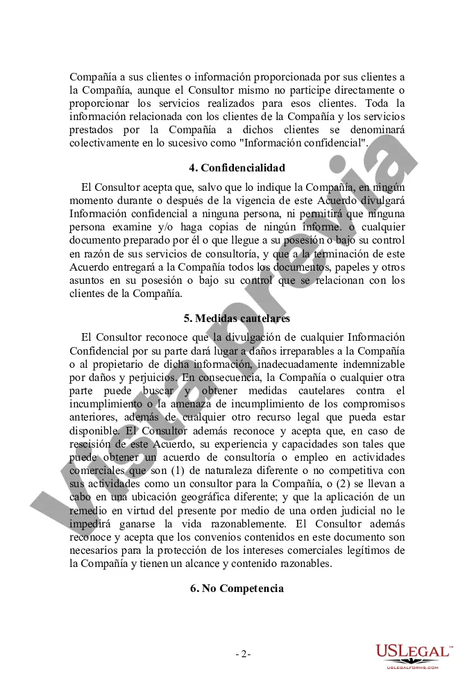 Preview Acuerdo de Consultoría para Consultor Independiente con Cláusula de No Competencia