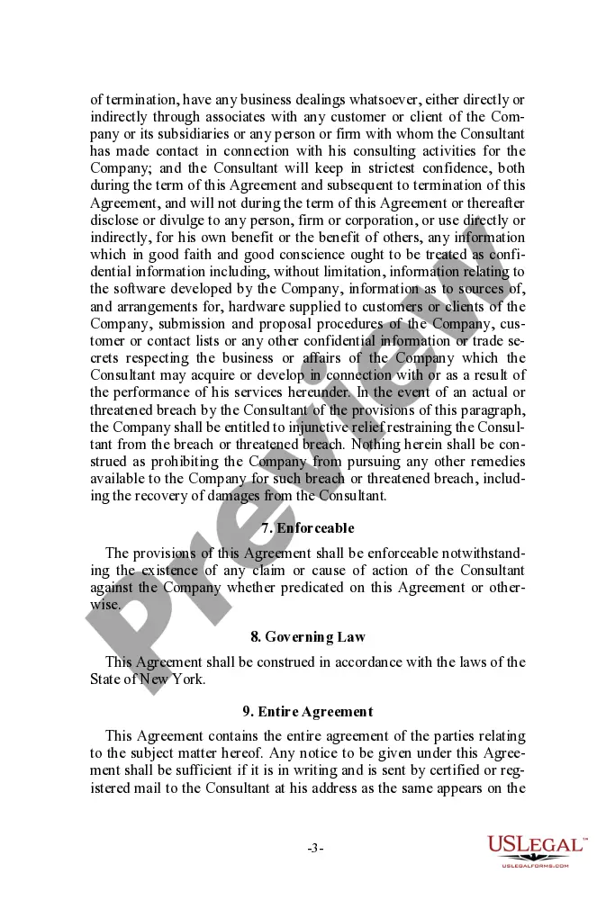 Preview Consulting Agreement for Independent Consultant with NonCompetition Clause