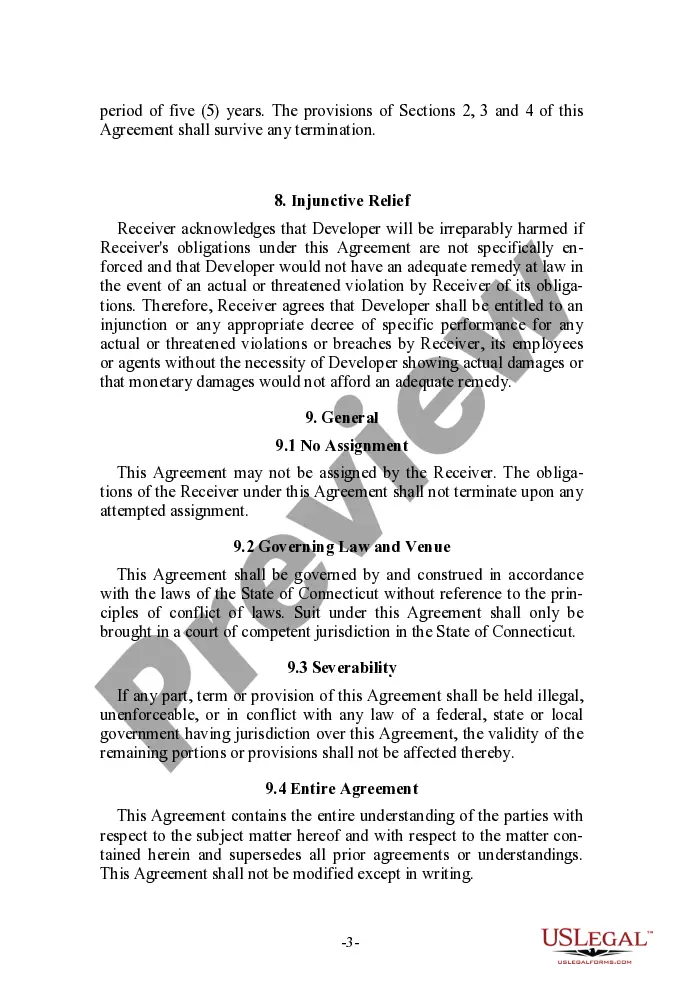 Preview Confidential Information Exchange Agreement between Software Developer and Receiver Distributor