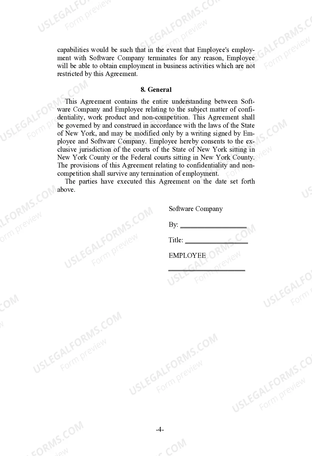 Preview Key Employee Agreement