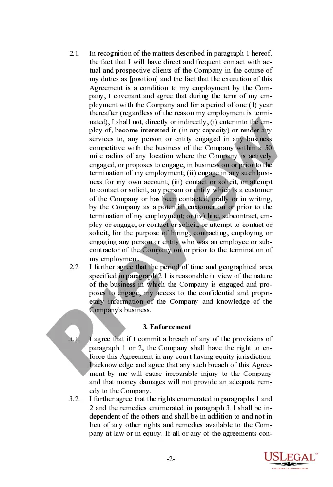 Preview Employee Confidentiality and Noncompetition Agreement