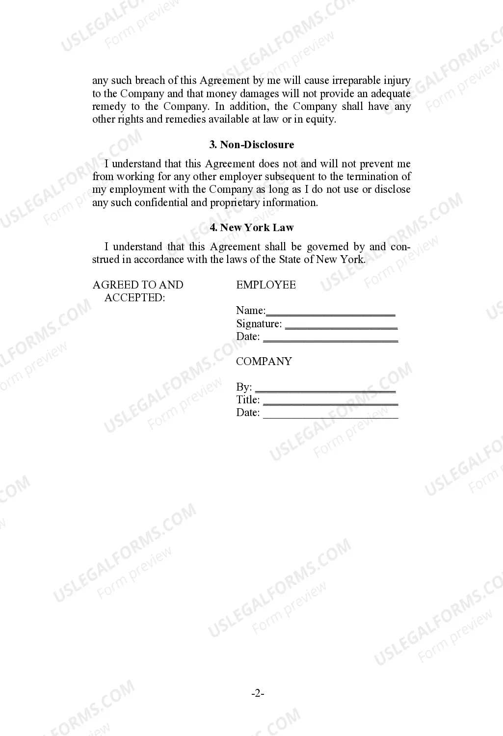 Preview Employee Confidentiality Agreement