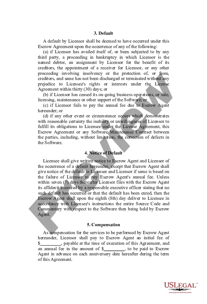 Preview User oriented Source Code Escrow Agreement