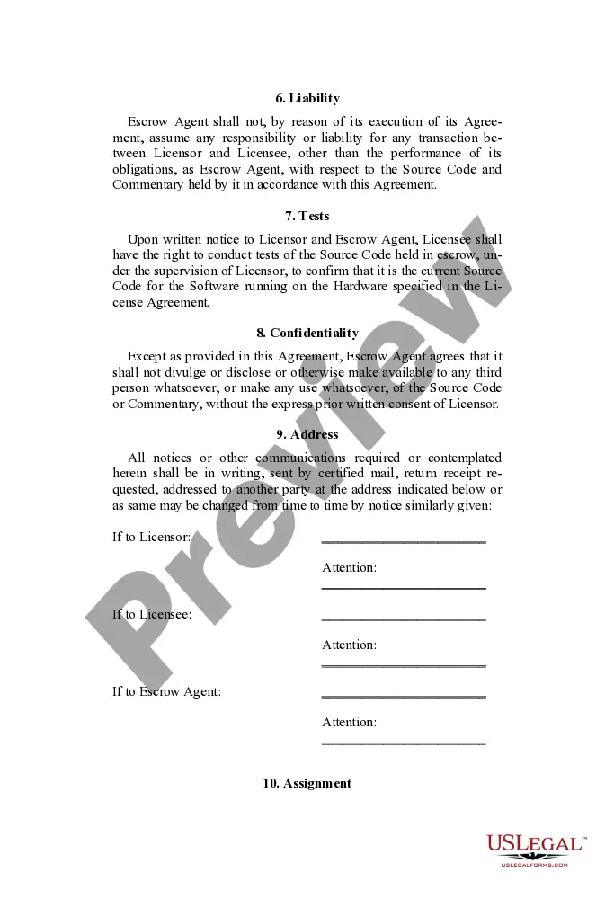 Preview User oriented Source Code Escrow Agreement