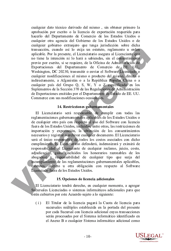 Preview Acuerdo de licencia de software con opción de múltiples sucursales